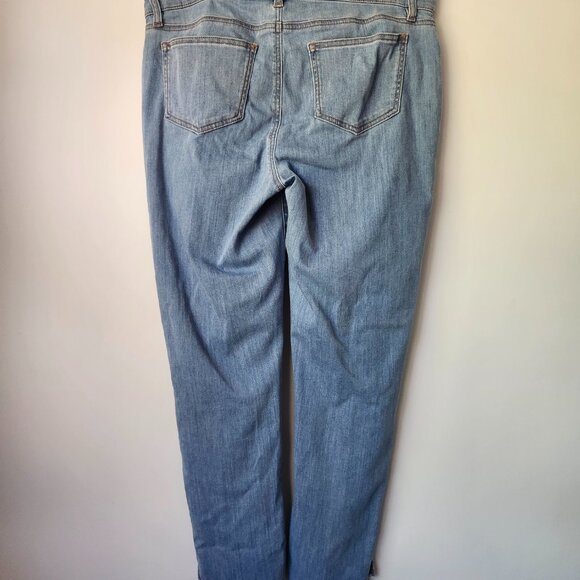 Eileen Fisher	Women's Organic Soft Stretch Pant High Low Raw Hem Jeans Size 10 - Picture 3 of 6
